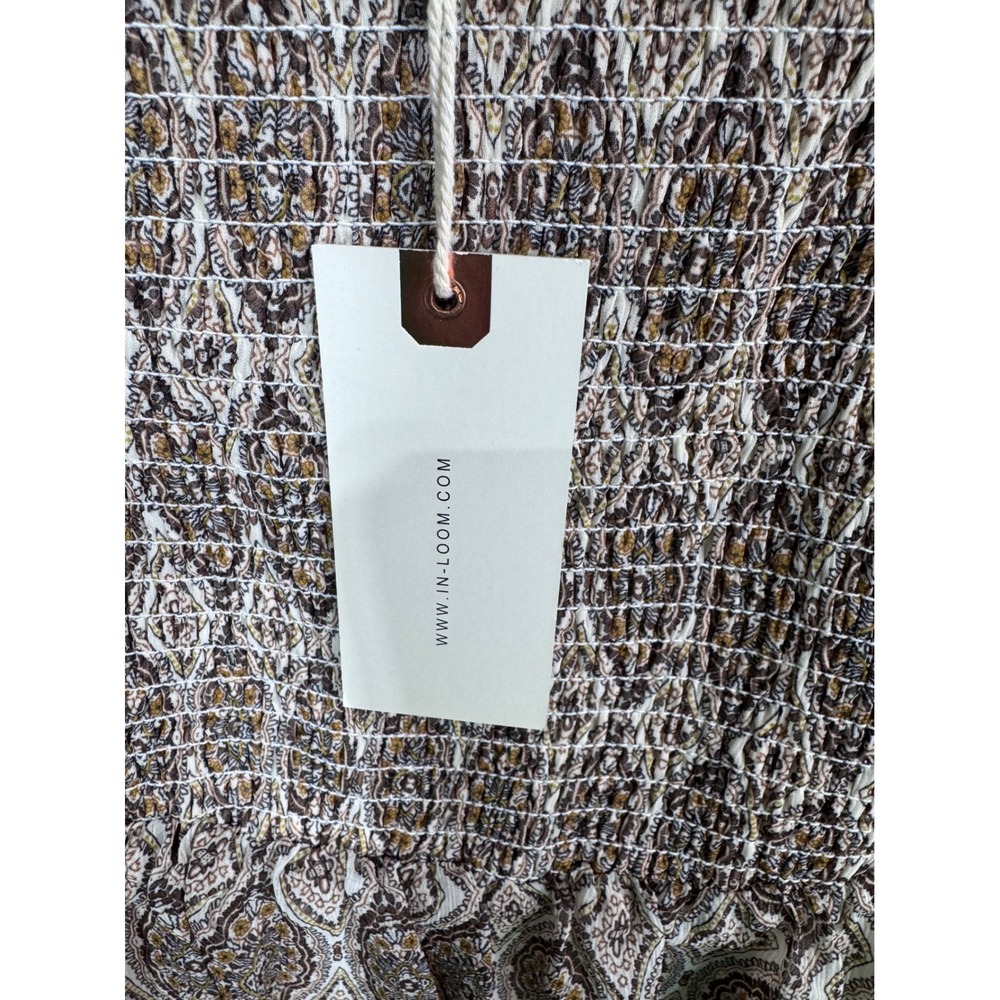 Women's Loom Smocked Peplum Blouse Boho Romantic Long Sleeve Size S New - Picture 6 of 9